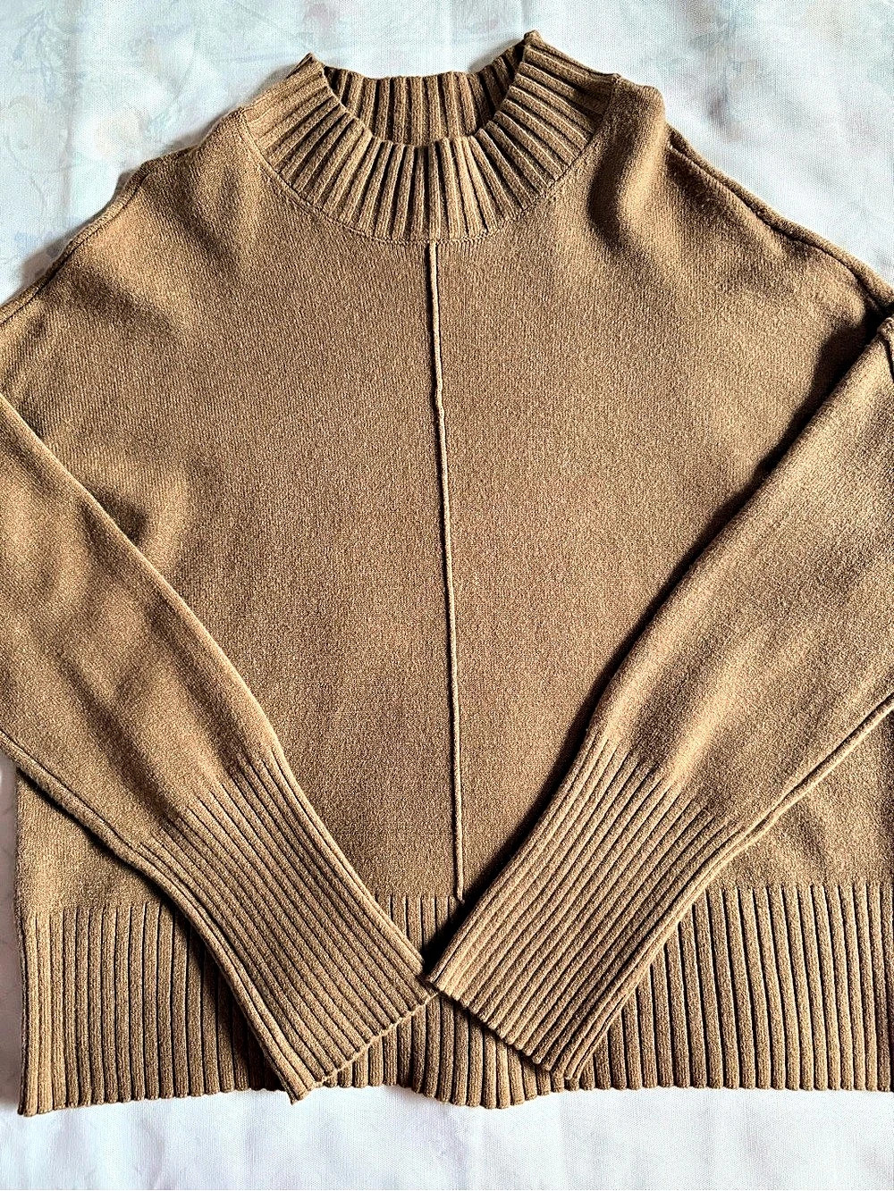 Cyrus Ribbed Mock Neck Sweater in Brown Large Like New